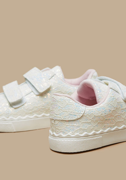 Little Missy Girls' Textured Sneakers with Hook and Loop Closure
