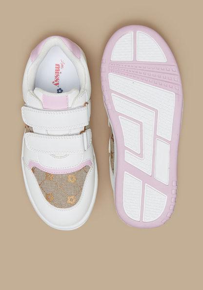 Little Missy Embellished Sneakers with Hook and Loop Closure-Girl%27s Sneakers-image-3