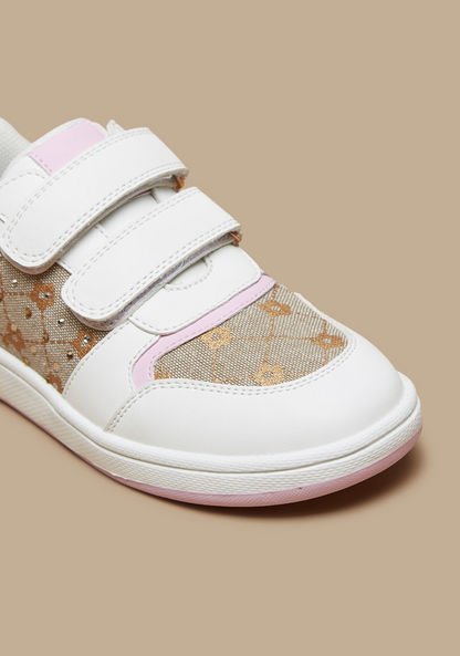 Little Missy Embellished Sneakers with Hook and Loop Closure-Girl%27s Sneakers-image-4