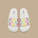 Aqua Checked Slip-On Slides-Girl%27s Flip Flops & Beach Slippers-thumbnailMobile-0