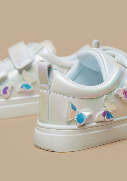 Little Missy Butterfly Applique Sneakers with Hook and Loop Closure