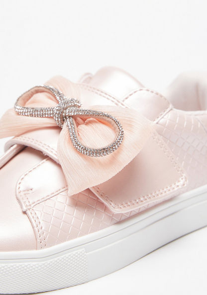 Little Missy Girls' Embellished Sneakers with Hook and Loop Closure-Girl%27s Sneakers-image-3