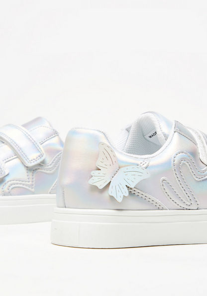 Little Missy Sneakers with Hook and Loop Closure and Butterfly Applique