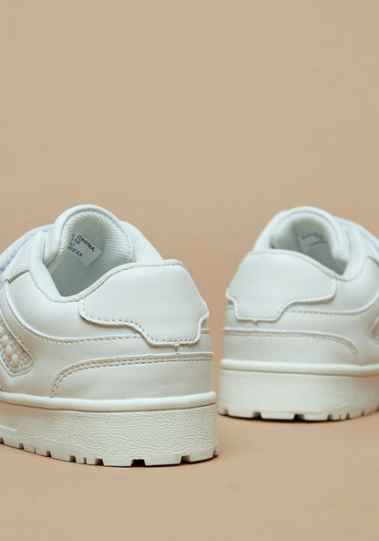 Little Missy Textured Sneakers with Hook and Loop Closure