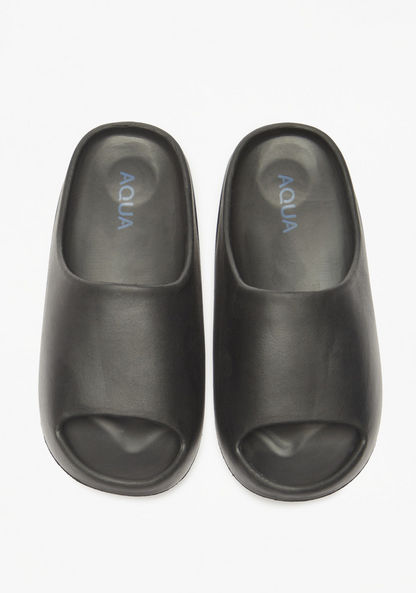 Aqua Solid Slip-On Slides-Boy%27s Flip Flops & Beach Slippers-image-0