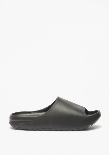 Aqua Solid Slip-On Slides-Boy%27s Flip Flops & Beach Slippers-image-2