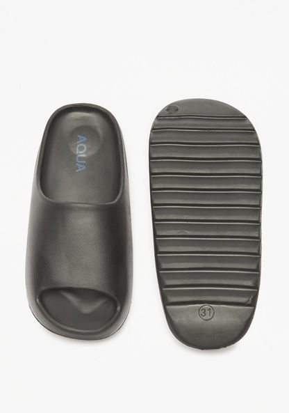 Aqua Solid Slip-On Slides-Boy%27s Flip Flops & Beach Slippers-image-4