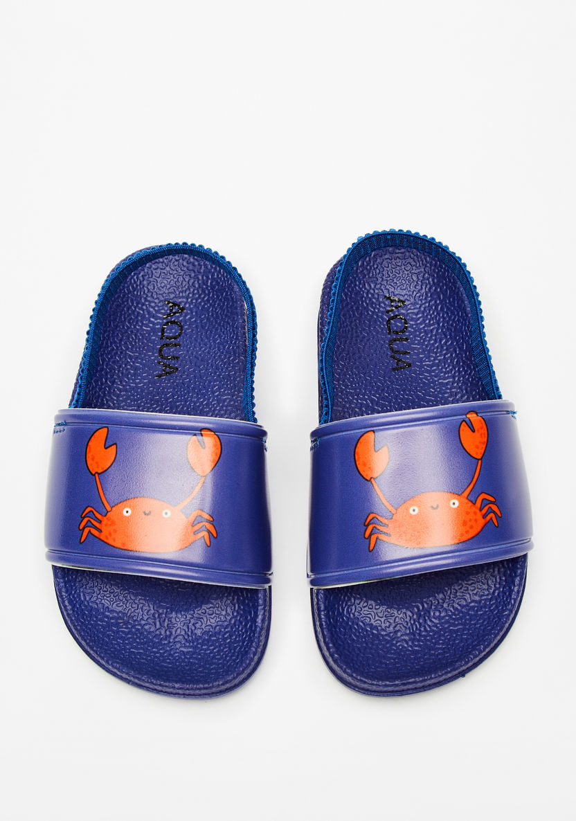 Aqua Crab Print Slip-On Slingback Slides-Boy%27s Flip Flops & Beach Slippers-image-0