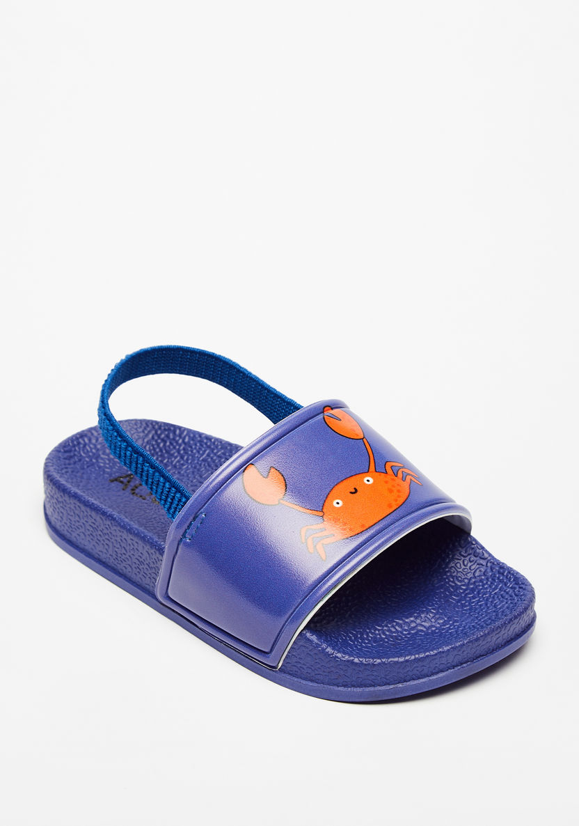 Aqua Crab Print Slip-On Slingback Slides-Boy%27s Flip Flops & Beach Slippers-image-1