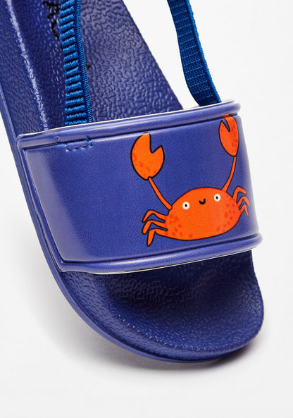 Aqua Crab Print Slip-On Slingback Slides-Boy%27s Flip Flops & Beach Slippers-image-3