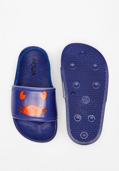 Aqua Crab Print Slip-On Slingback Slides-Boy%27s Flip Flops & Beach Slippers-image-4