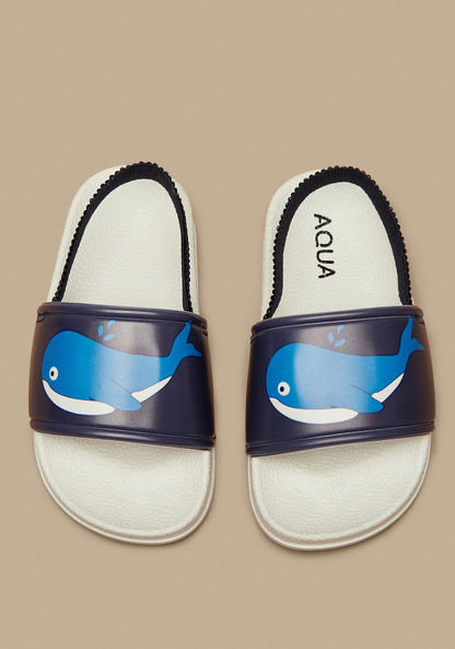 Aqua Whale Print Slip-On Slingback Slides-Boy%27s Flip Flops & Beach Slippers-image-0