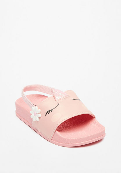 Aqua Unicorn Applique Slip-On Slide Slippers with Elastic Strap-Girl%27s Flip Flops & Beach Slippers-image-1