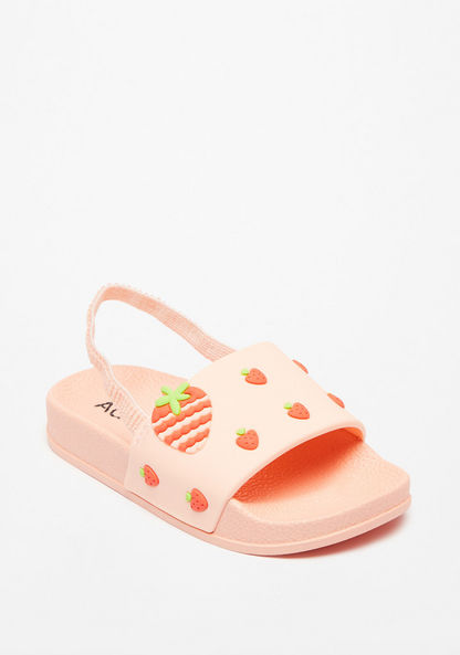 Aqua Strawberry Accent Slip-On Slide Slippers with Elastic Strap-Girl%27s Flip Flops & Beach Slippers-image-1