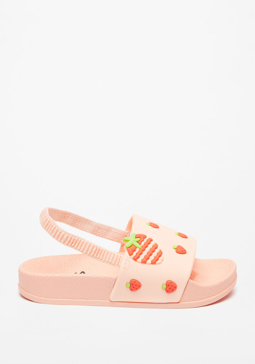Aqua Strawberry Accent Slip-On Slide Slippers with Elastic Strap-Girl%27s Flip Flops & Beach Slippers-image-2