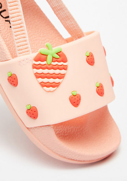 Aqua Strawberry Accent Slip-On Slide Slippers with Elastic Strap-Girl%27s Flip Flops & Beach Slippers-image-3