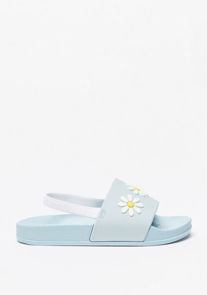 Aqua Floral Embossed Slip-On Slide Slippers-Girl%27s Flip Flops & Beach Slippers-image-2