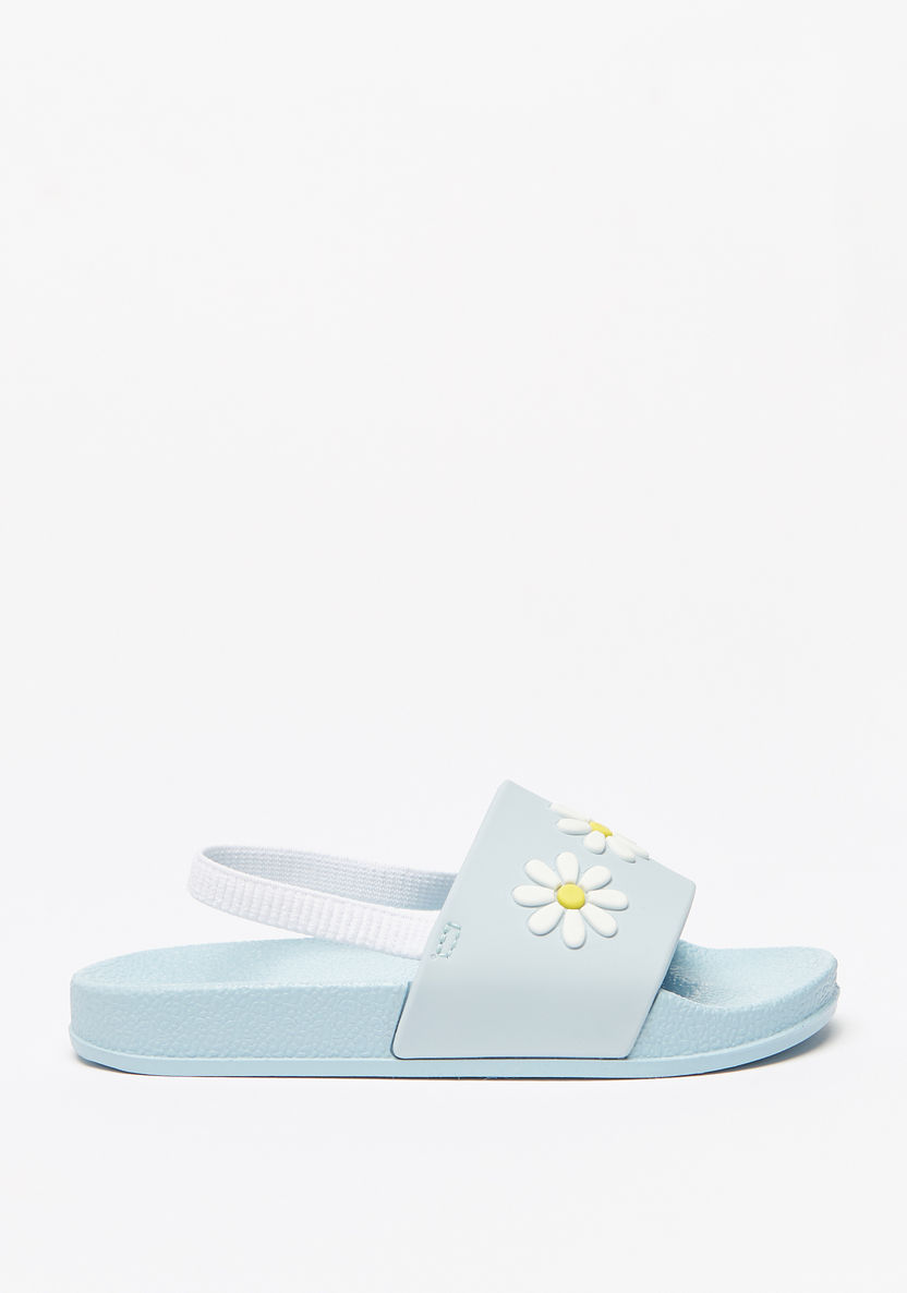 Aqua Floral Embossed Slip-On Slide Slippers-Girl%27s Flip Flops & Beach Slippers-image-2