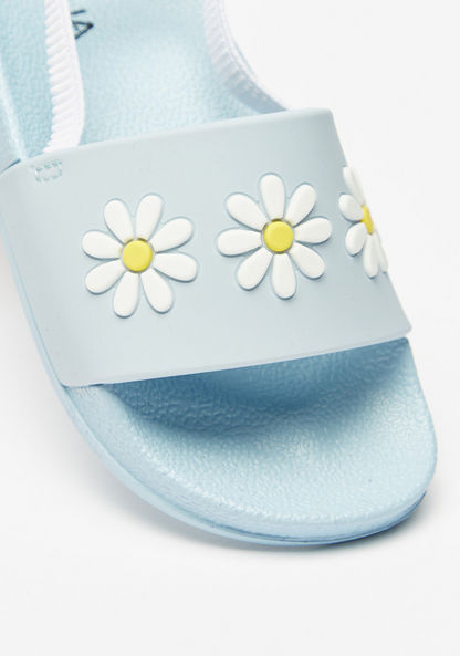 Aqua Floral Embossed Slip-On Slide Slippers-Girl%27s Flip Flops & Beach Slippers-image-4