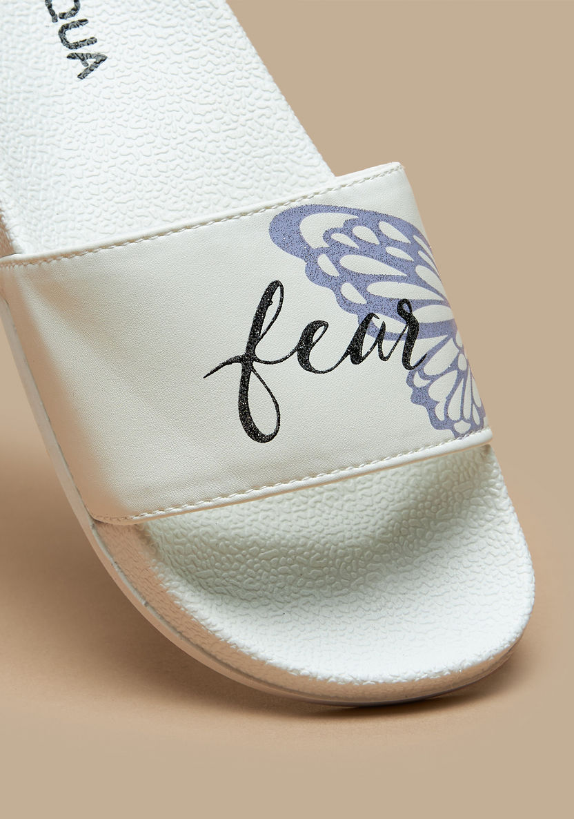 Aqua Butterfly Print Slip-On Slide Slippers-Girl%27s Flip Flops & Beach Slippers-image-3