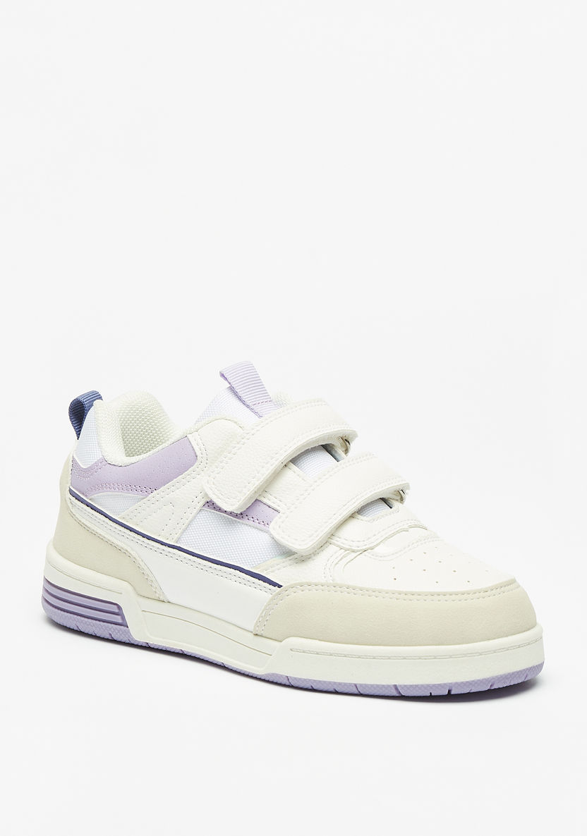 Little Missy Textured Sneakers with Hook and Loop Closure-Girl%27s Sneakers-image-0