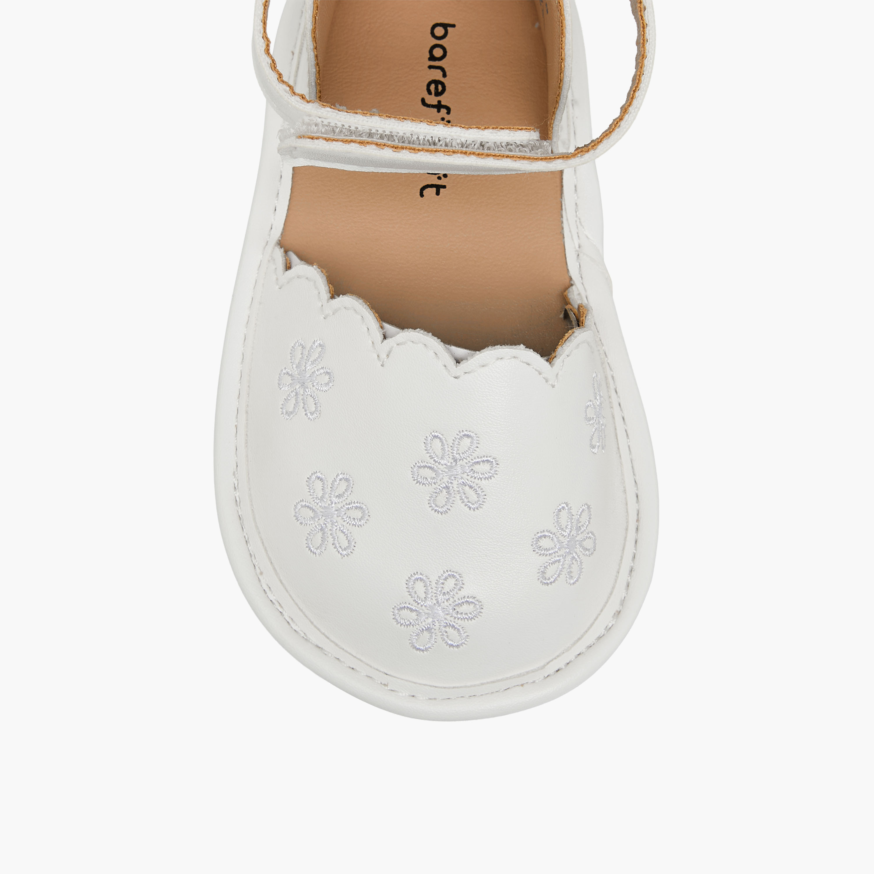 Barefeet Shoes with Hook & Loop Closure, Floral Embroidery-baby-girls-shoes-booties-image-3
