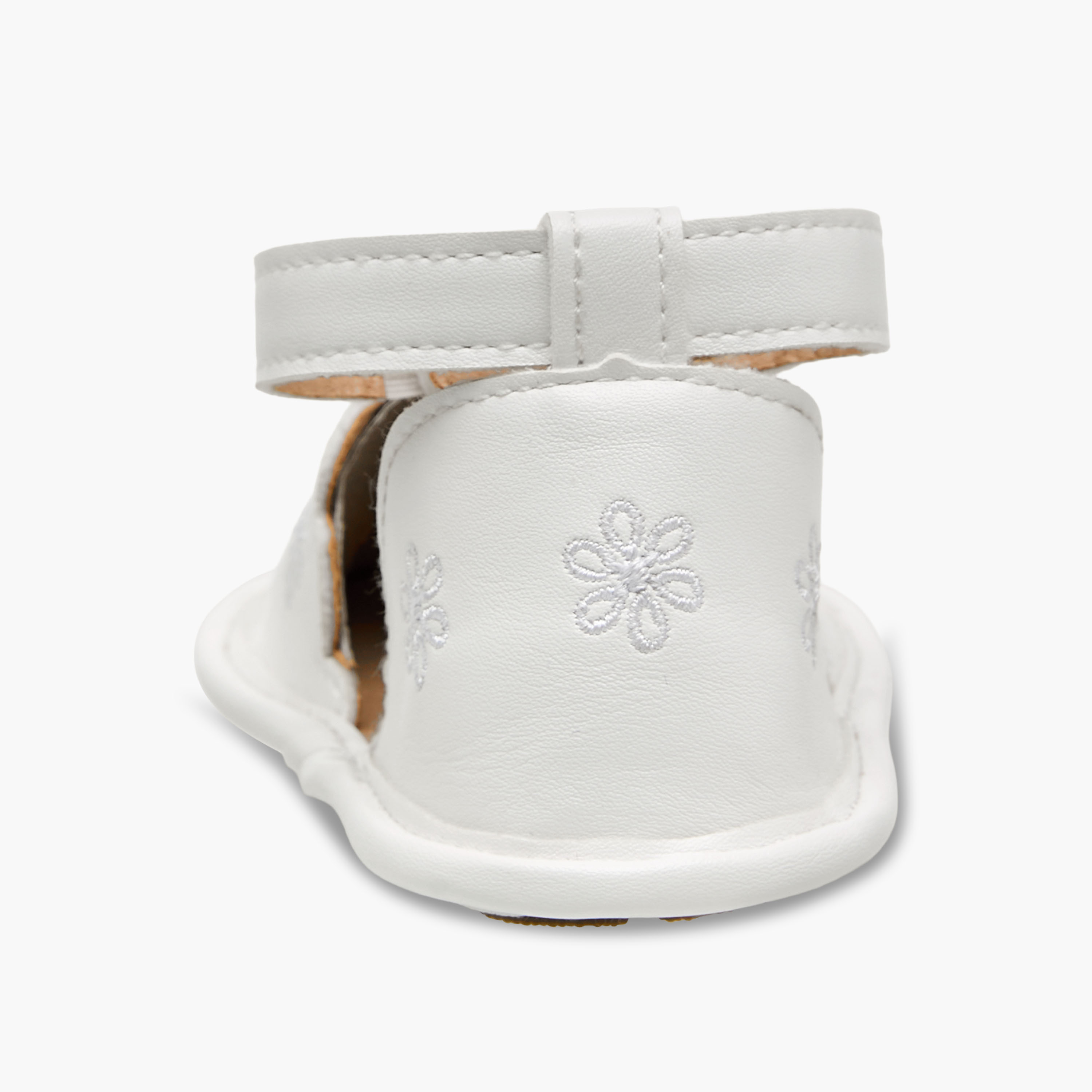 Barefeet Shoes with Hook & Loop Closure, Floral Embroidery-baby-girls-shoes-booties-image-4