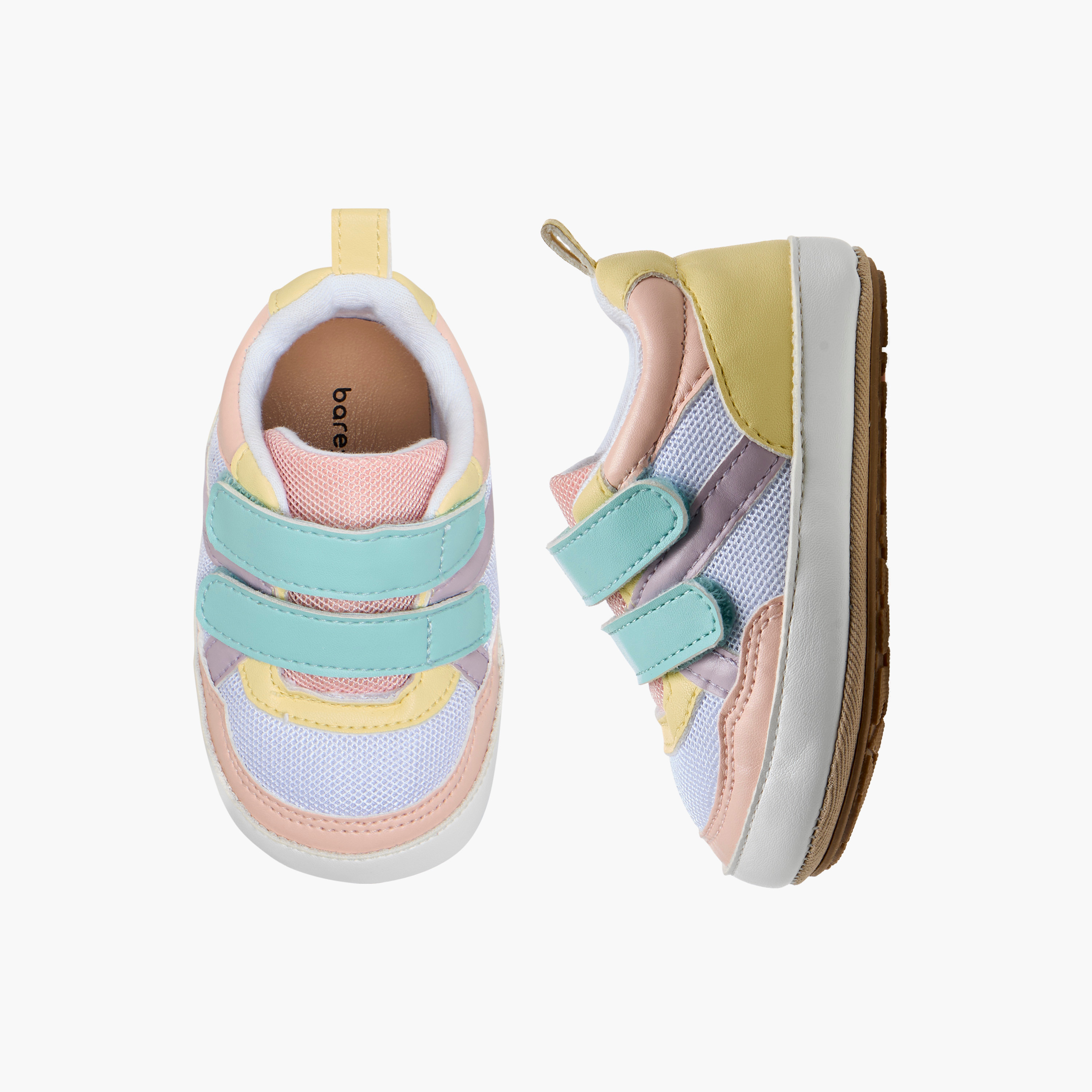 Barefeet Booties with Hook & Loop Closure, Colourblock-baby-girls-shoes-booties-image-1