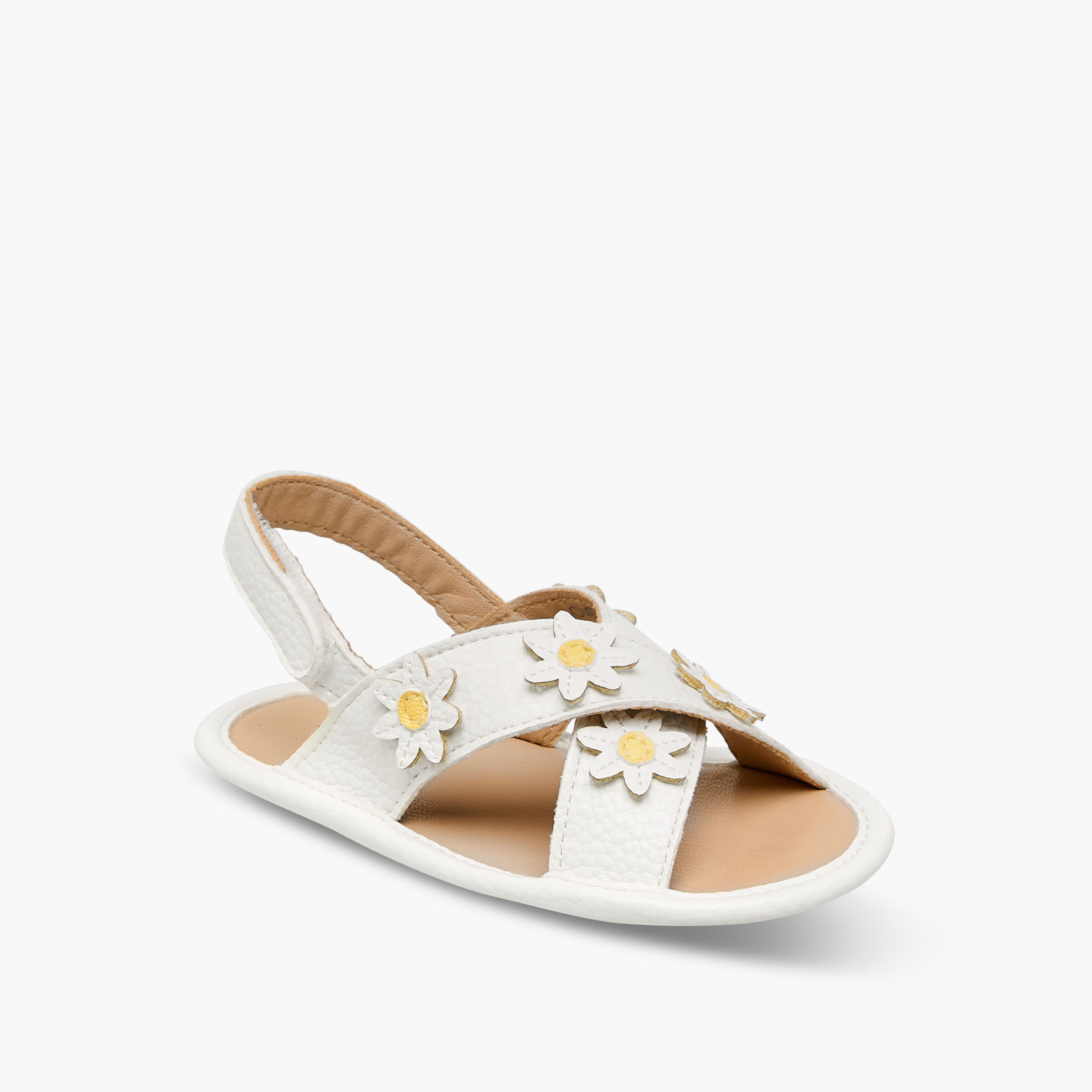 Barefeet Sandals with Hook & Loop Closure, Floral Applique-baby-girls-shoes-sandals-image-2