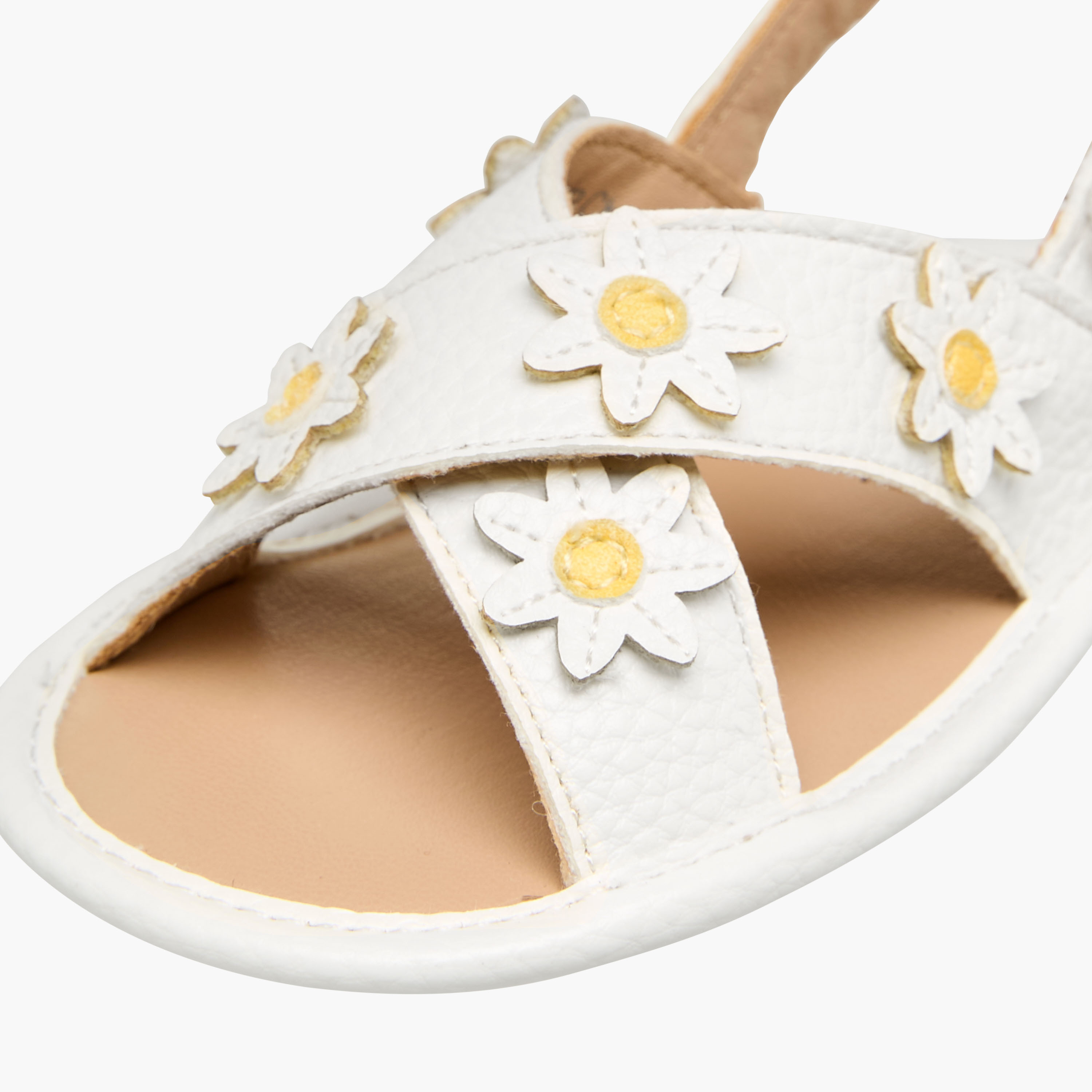 Barefeet Sandals with Hook & Loop Closure, Floral Applique-baby-girls-shoes-sandals-image-4