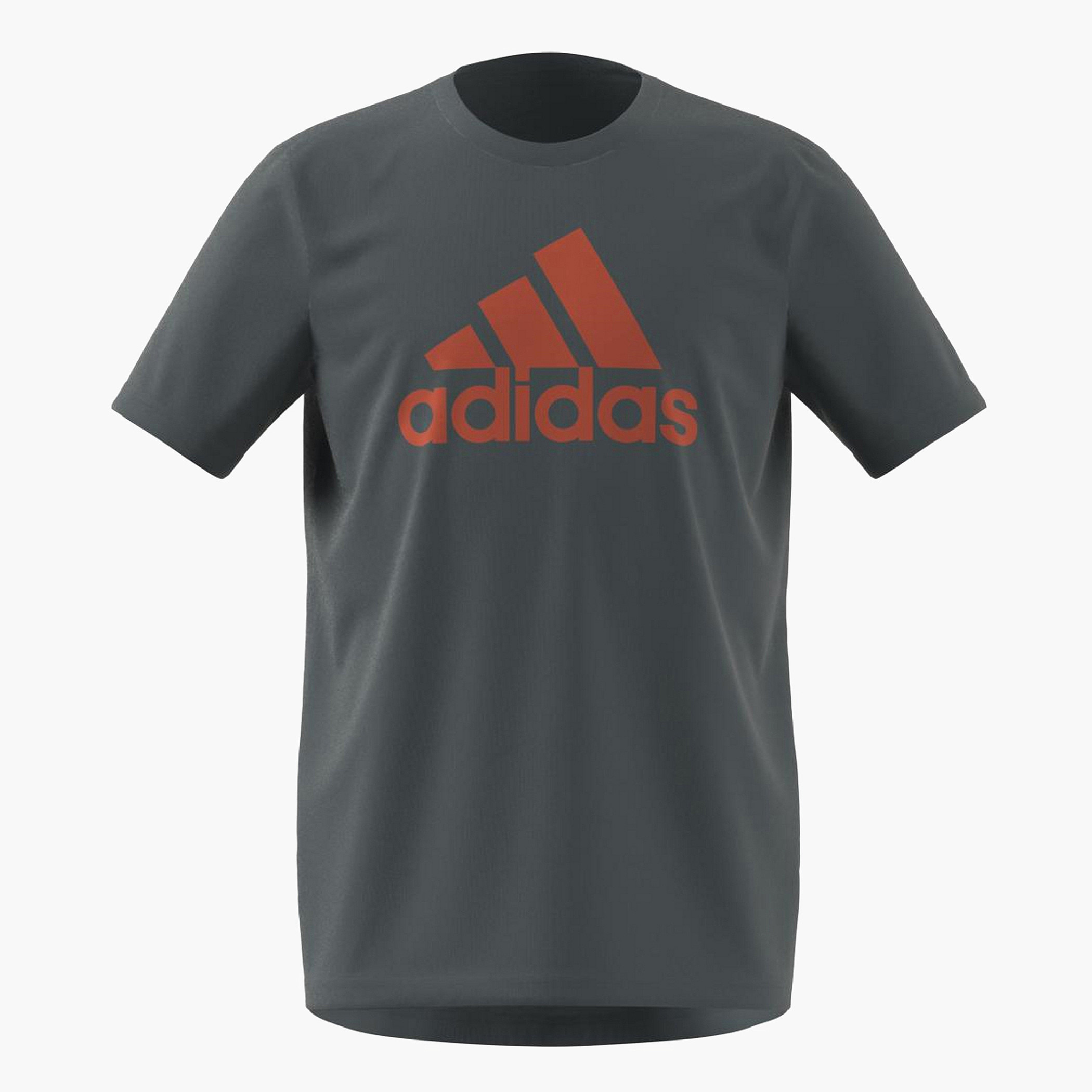 adidas Logo Print T-shirt with Short Sleeves-sports-boys-clothing-tops-image-1