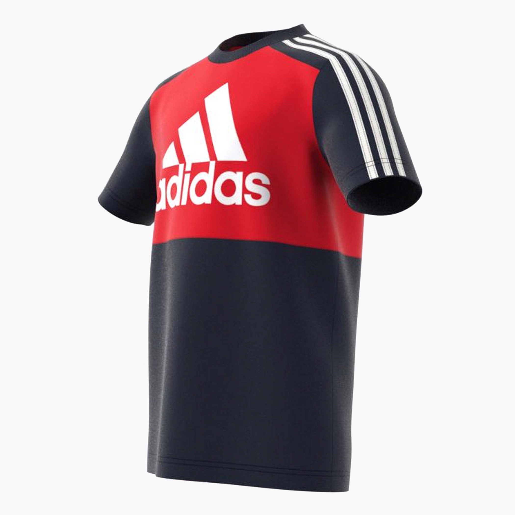 تيشيرت بأكمام قصيرة وشريط جانبي وطبعات شعار من أديداس-sports-boys-clothing-tops-image-7