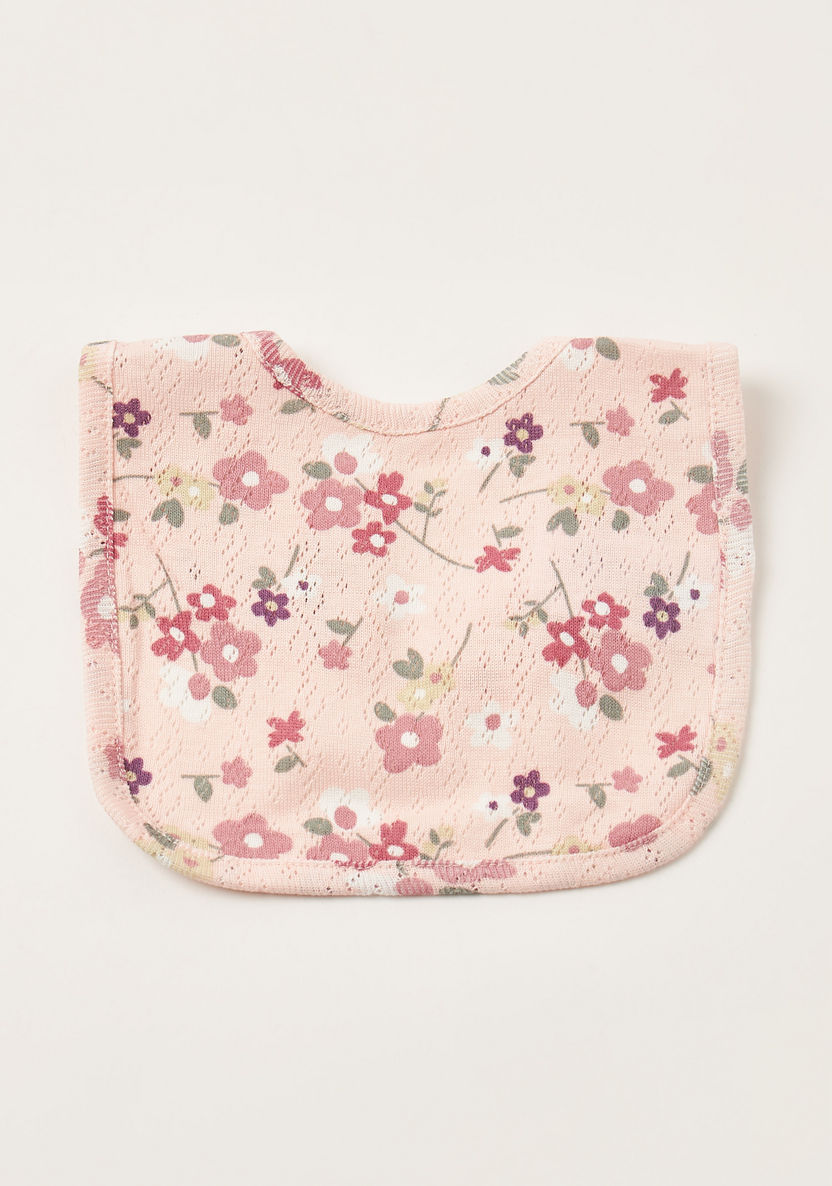 Juniors Floral Print Bib with Snap Button Closure - Set of 3-Bibs and Burp Cloths-image-4