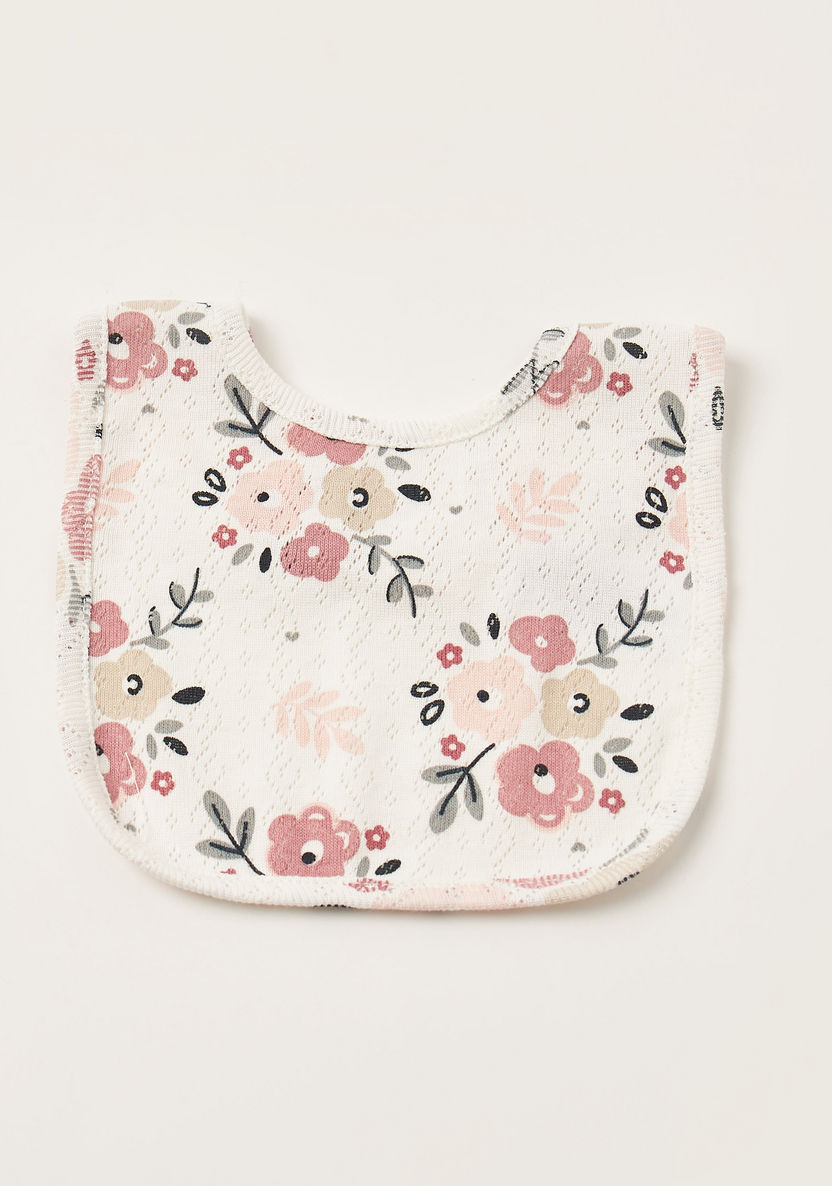 Juniors Floral Print Bib with Snap Button Closure - Set of 3-Bibs and Burp Cloths-image-5