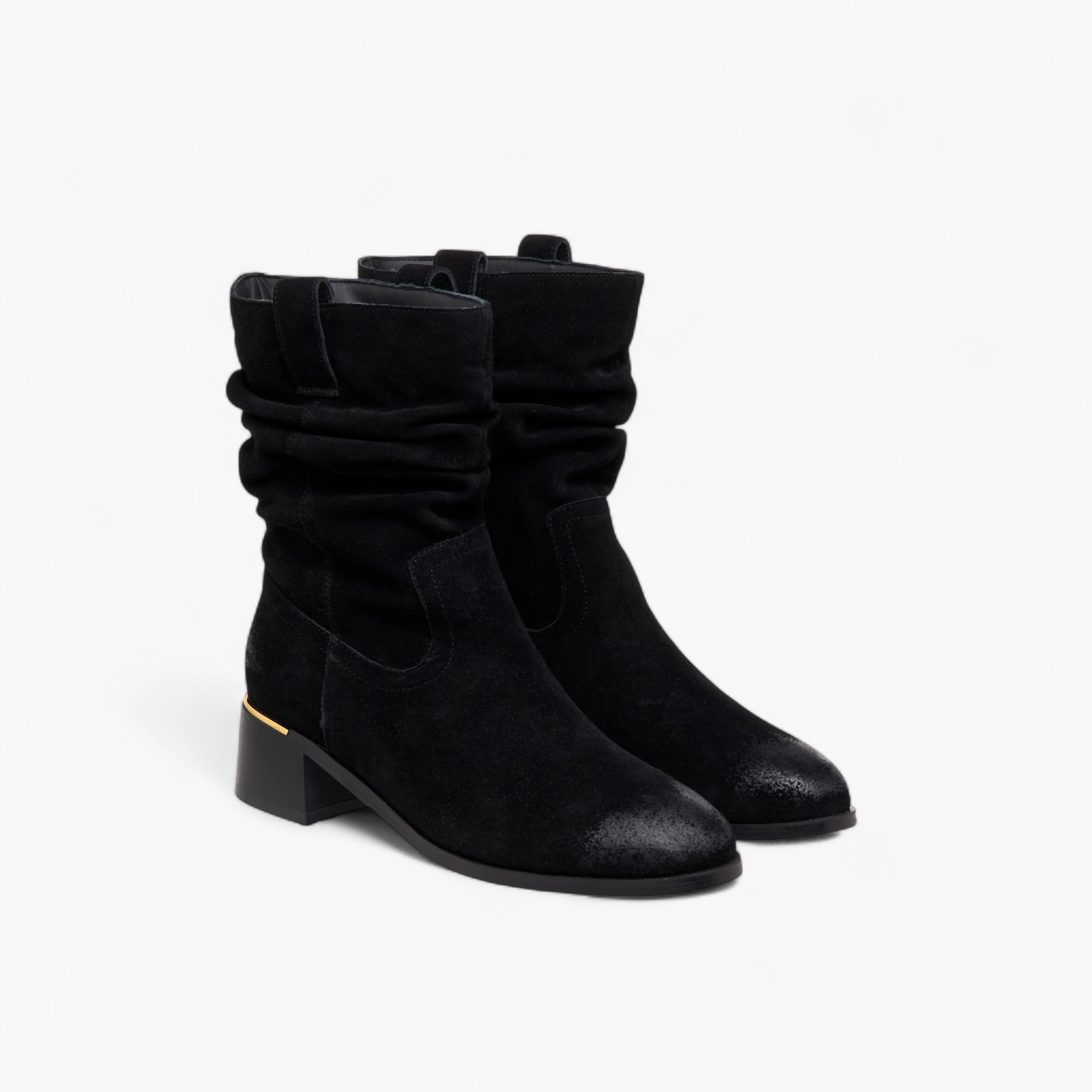 Celeste Women's Ruched Block Heel High Shaft Boots-women-winterwear-boots-image-1