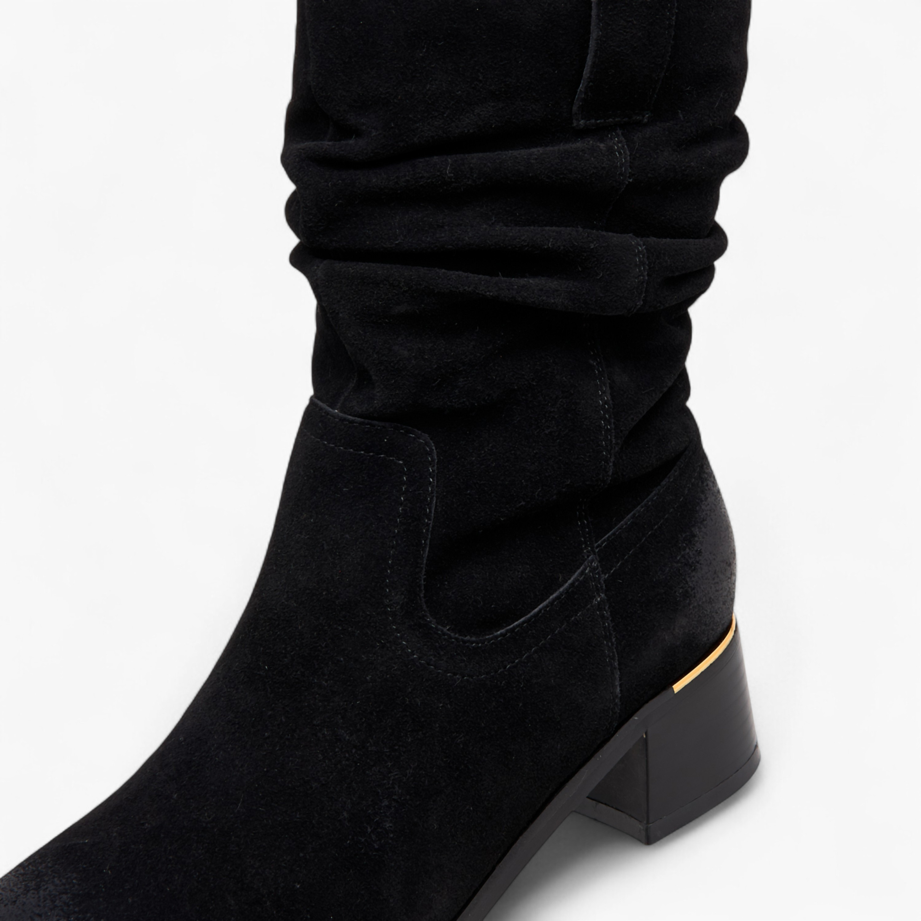 Celeste Women's Ruched Block Heel High Shaft Boots-women-winterwear-boots-image-4