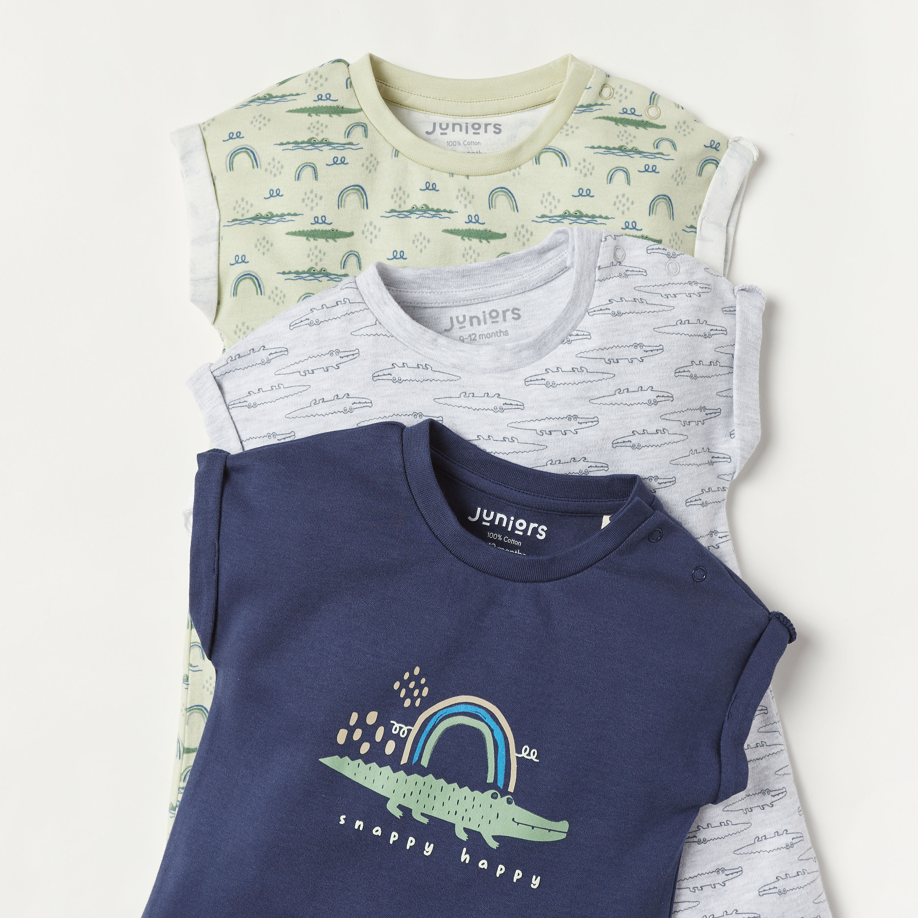 Juniors Printed Romper with Cap Sleeves - Set of 3-baby-boys-clothing-winterwear-rompers-image-5
