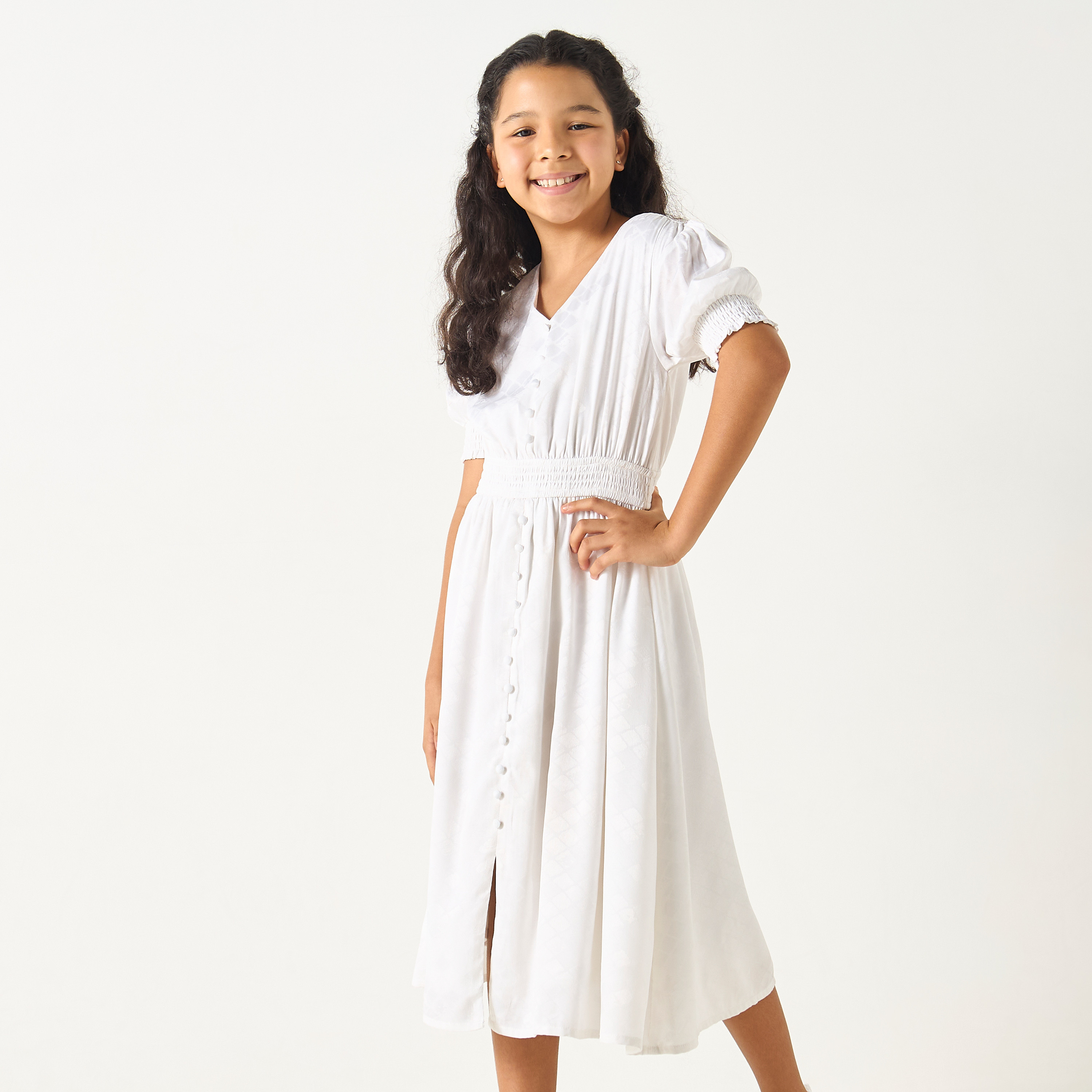 فستان بارز الملمس بتفاصيل درزات من سي نوار - للبنات-girls-clothing-dressesandjumpsuits-image-3