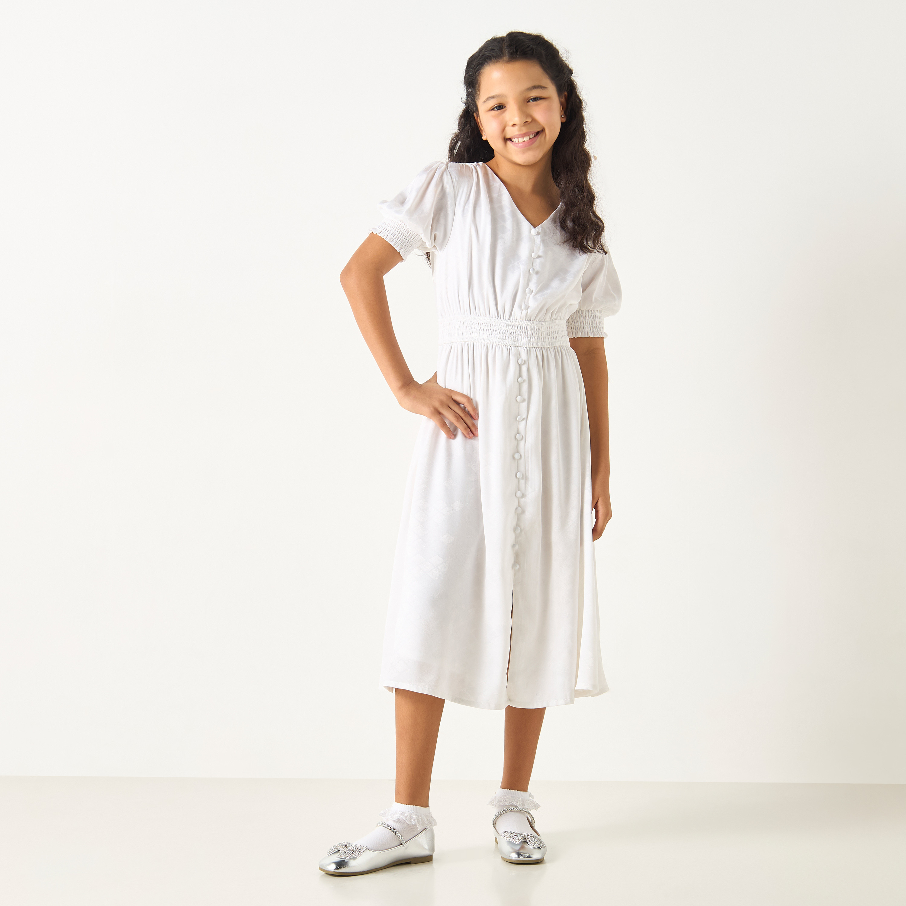 فستان بارز الملمس بتفاصيل درزات من سي نوار - للبنات-girls-clothing-dressesandjumpsuits-image-4
