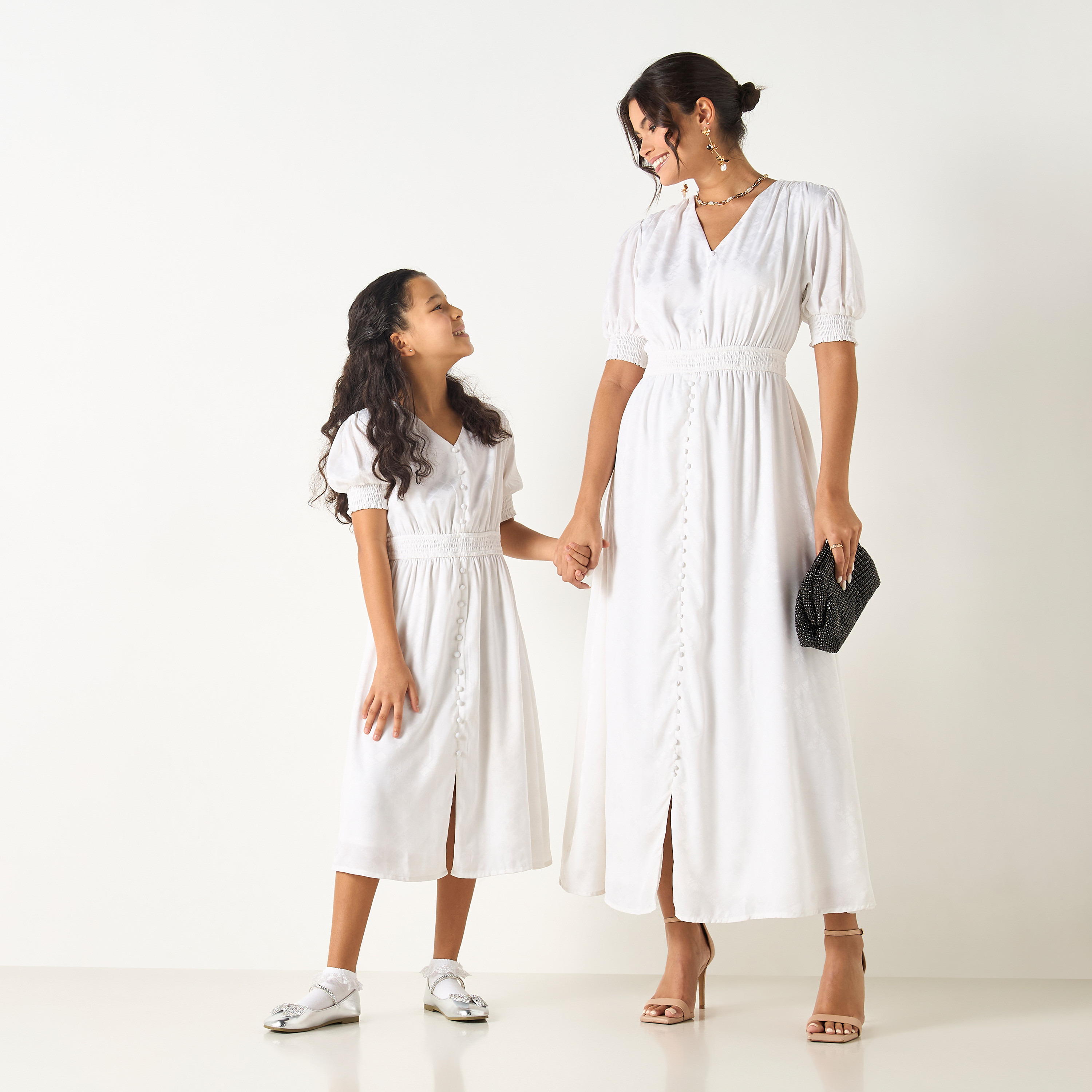 Si Noir Textured Maxi Dress with Smocked Detail - for Mom-women-clothing-dresses-image-2