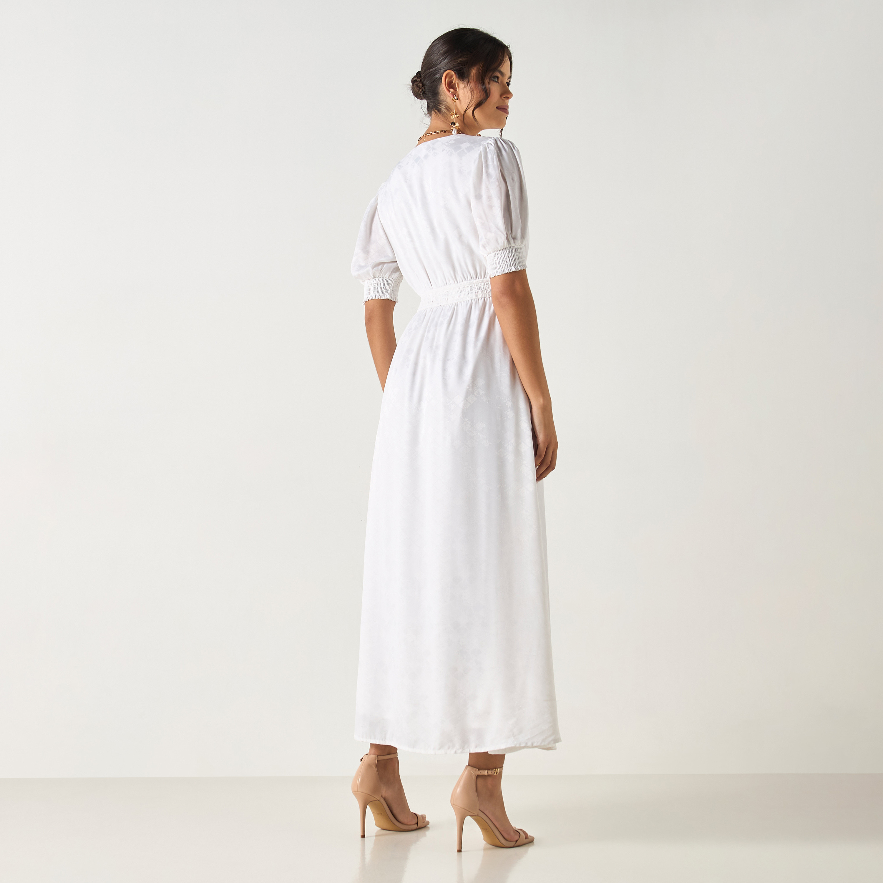 Si Noir Textured Maxi Dress with Smocked Detail - for Mom-women-clothing-dresses-image-5