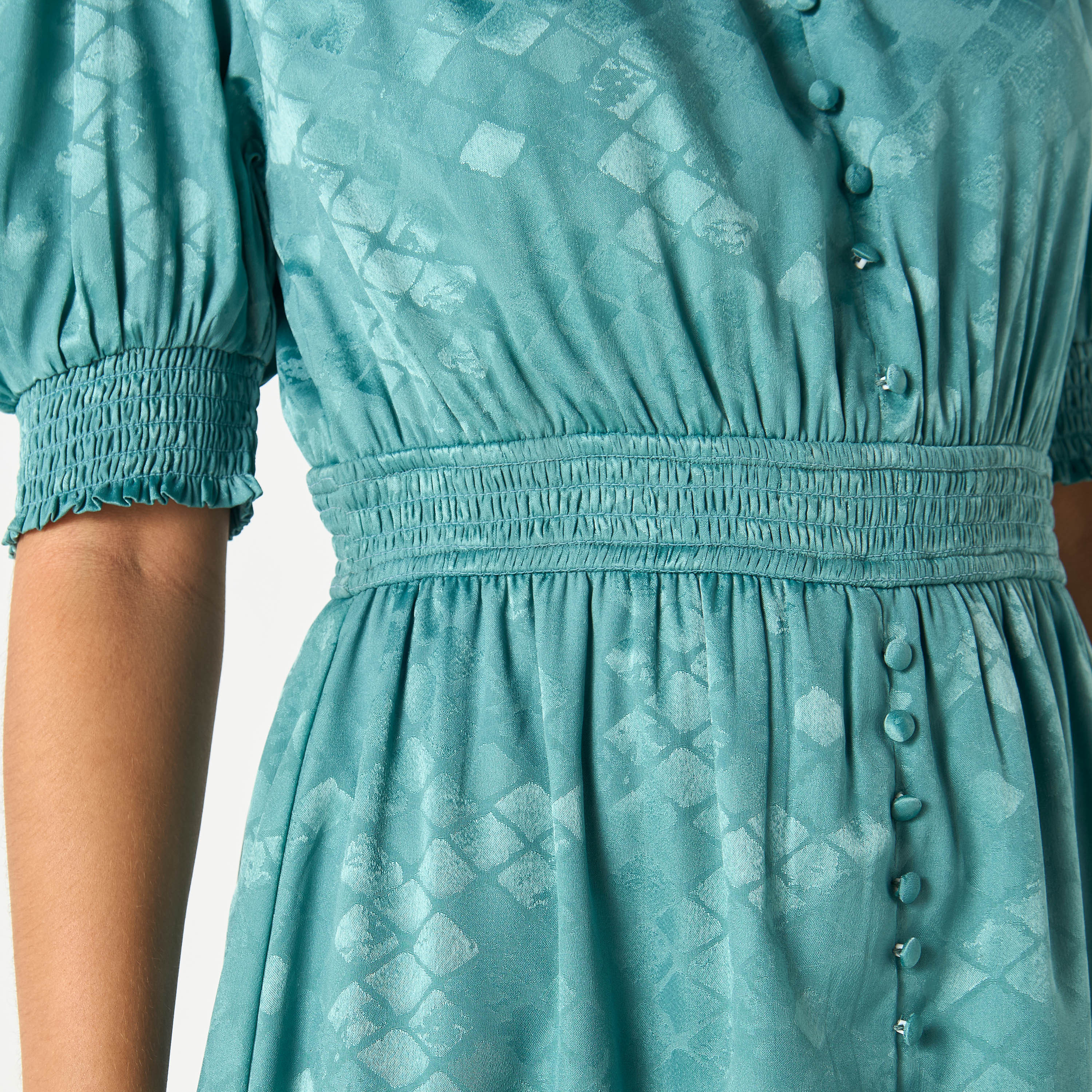 Si Noir Textured Maxi Dress with Smocked Detail - for Mom-women-clothing-dresses-image-7