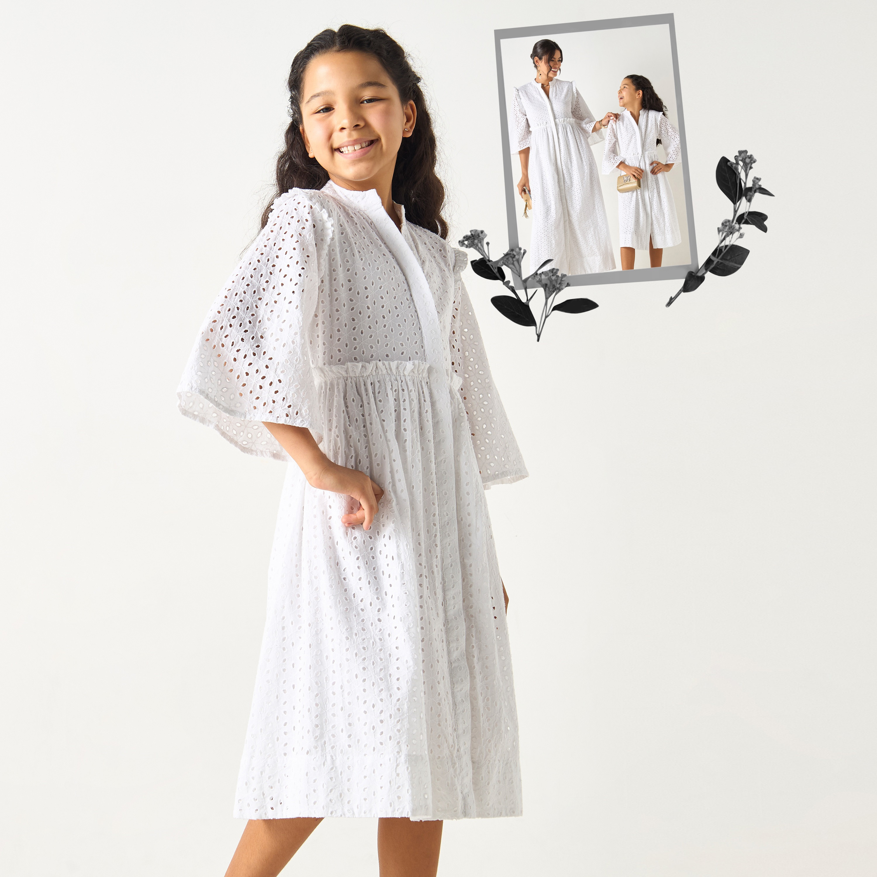 فستان قميص شيفلي بأكمام 3/4 وتفاصيل كشكش من سي نوار - للبنات-girls-clothing-dressesandjumpsuits-image-1
