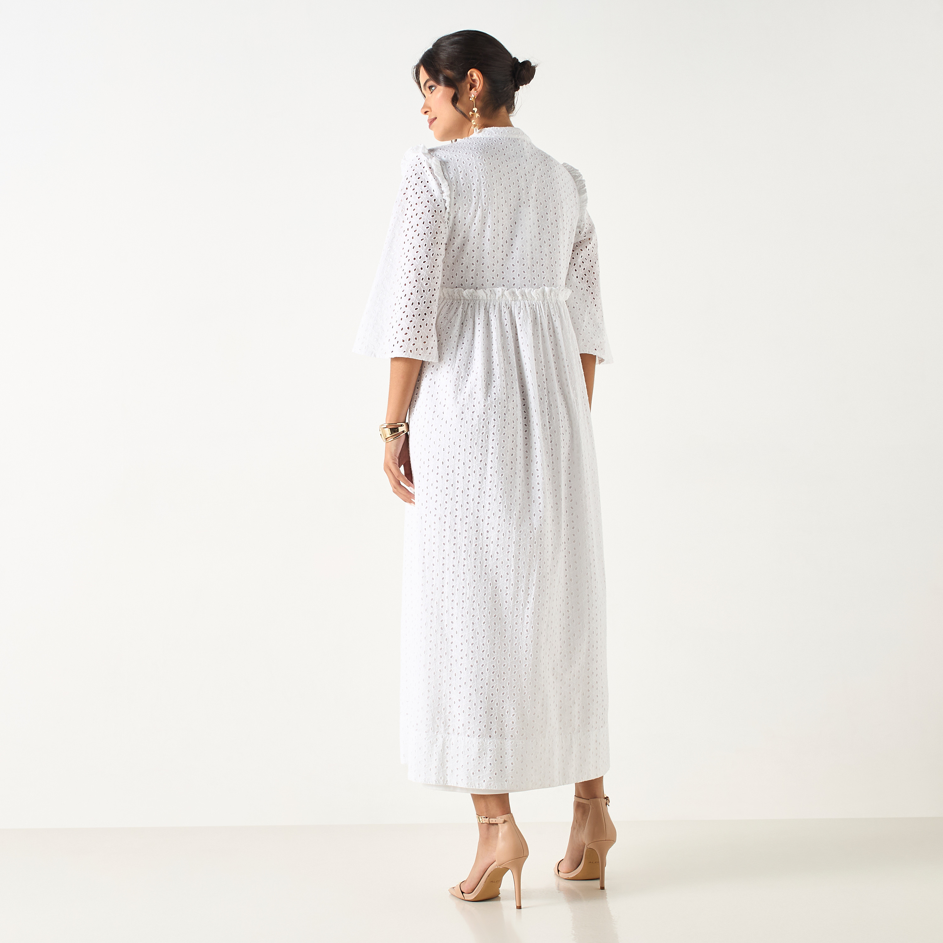 فستان قميص شيفلي بأكمام 3/4 وتفاصيل كشكش من سي نوار - للأم-women-clothing-dresses-image-5
