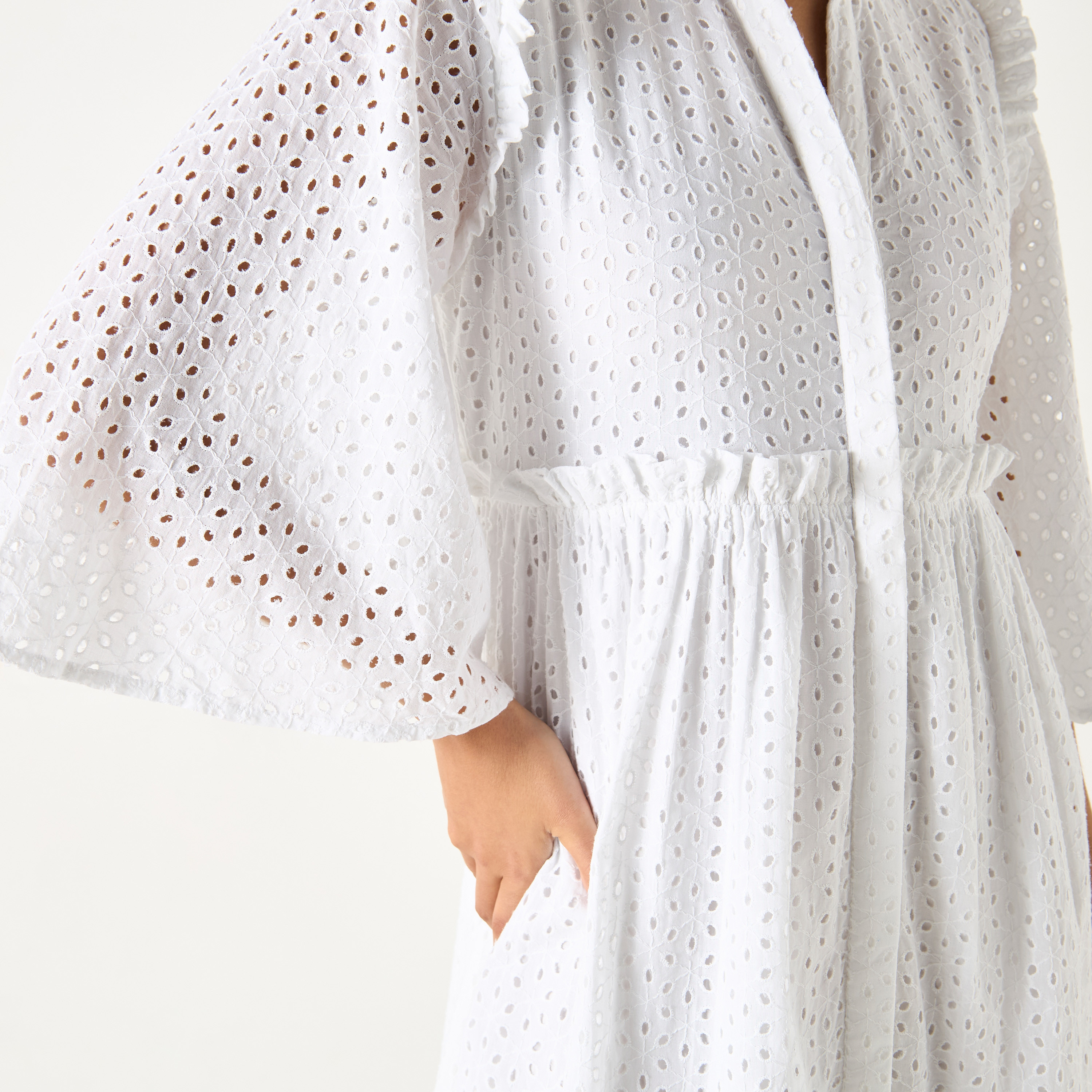 فستان قميص شيفلي بأكمام 3/4 وتفاصيل كشكش من سي نوار - للأم-women-clothing-dresses-image-6