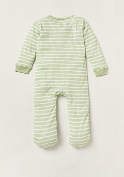 Juniors Striped Closed Feet Sleepsuit with Long Sleeves and Zip Closure-Sleepsuits-image-3