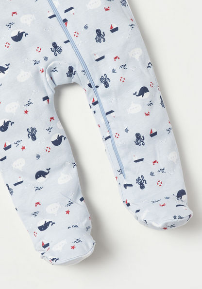 Juniors Whale Print Closed Feet Sleepsuit with Zip Closure-Sleepsuits-image-2