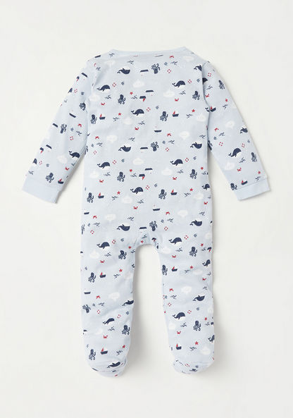 Juniors Whale Print Closed Feet Sleepsuit with Zip Closure-Sleepsuits-image-3