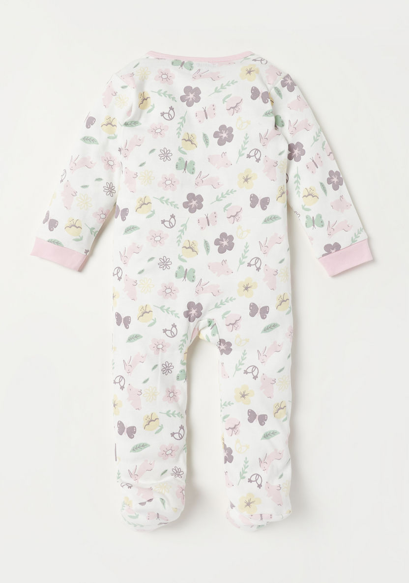 Juniors Floral Print Closed Feet Sleepsuit with Zip Closure-Sleepsuits-image-0
