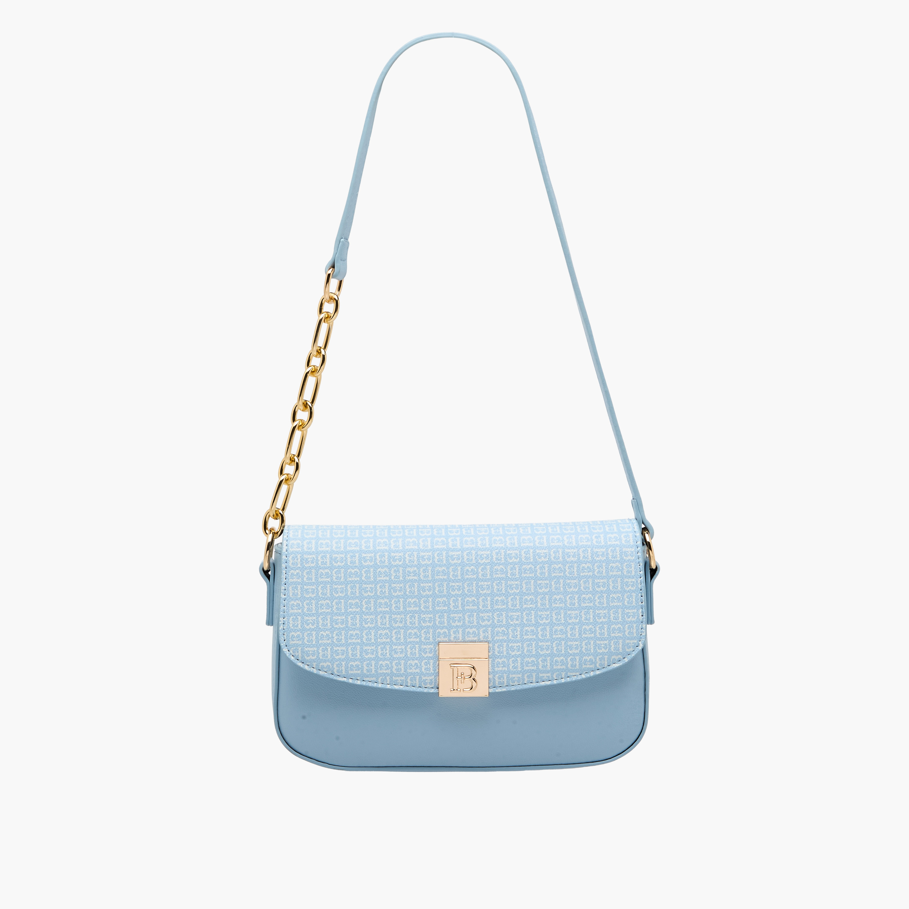 Flora Bella Monogram Print Shoulder Bag with Magnetic Button Closure-women-bagsandwallets-handbags-image-1
